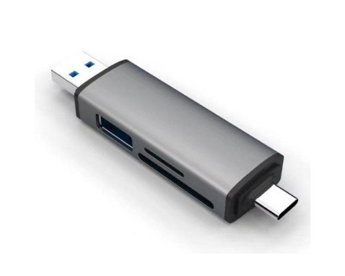 [Устройство считывания] Bion USB Type-C/USB 3.0 (2 в 1) Card reader, microSD/T-Flash/SD/SDHC/SDXC, доп.выход USB 3.0 хаб, поддержка OTG, алюминиевый корпус [BXP-CR-USB3-AC-01]