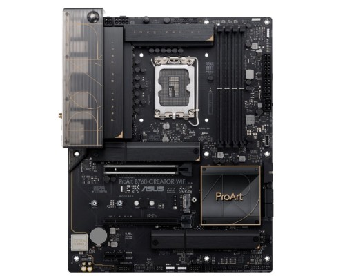 [Материнская плата] ASUS PROART B760-CREATOR WIFI (Socket 1700, mATX, 4xDDR5(192GB), DP/HDMI, 1xPCIe 5.0x16/1xPCIe 4.0x16/1xPCIe 3.0, 1xLAN+1xLAN (2.5GbE), Wi-Fi, BT, 4xSATA 6Gb/s, 3xM.2, 1xType-C, 4xUSB 3.2, 4xUSB 2.0)
