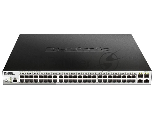 Управляемый коммутатор 2 уровня D-Link DGS-1210-52MPP/ME/B3A PROJ с 48 портами 10/100/1000Base-T и 4 портами 1000Base-X SFP (48 портов с поддержкой PoE 802.3af/802.3at (30 Вт), PoE-бюджет 740 Вт)