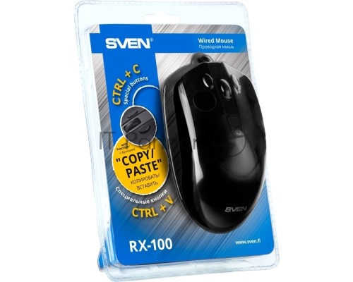 Мышь проводная SVEN RX-100 черный, 4000 dpi, USB, кнопки - 6