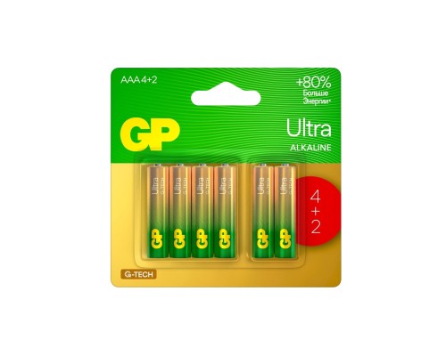 [Батарейка] GP 24AUA214/2-2CRSBC6 72/720 Ultra Alkaline G-Tech 24А ААА - 4+2 шт. на промо-блистере (6 шт. в уп-ке) 