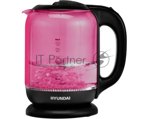 Чайник электрический Hyundai HYK-G4808 1.8л. 2200Вт малиновый/черный (корпус: стекло)