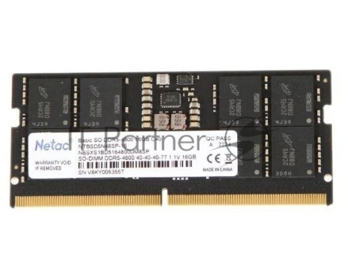 Оперативная память SO-DIMM DDR5 Netac Basic 16GB 4800MHz CL40 1.1V / NTBSD5N48SP-16
