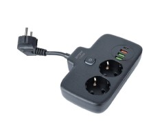 Amper сетевой удлинитель, 0,2м, 2 розетки, 3*0,75мм, 10А, 2500 Вт, 3usb, 1Type-C, 1кн, черный. [T2535B]