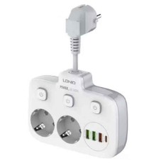 Amper сетевой удлинитель, 0,2м, 2 розетки, 3*0,75мм, 10А, 2500 Вт, 3usb, 1Type-C, 3кн, белый. [[T2435W]