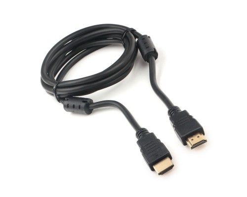 [кабели] Кабель HDMI Cablexpert 19M/19M, v2.0, медь, позол.котакты, экран, 2 фер.кольца, 1.8м, черный, пакет (CCF2-HDMI4-6)
