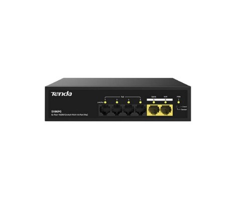 [Сетевое оборудование] TENDA S106PC Коммутатор настольный 6-Ports 10/100Base-TX 4-Ports PoE(PoE бюджет 35W)