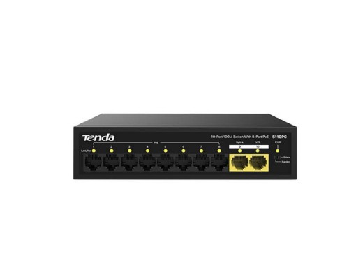 [Сетевое оборудование] TENDA S110PC Коммутатор настольный 10-Ports 10/100 Base-TX 8-Ports PoE (PoE бюджет 75W)
