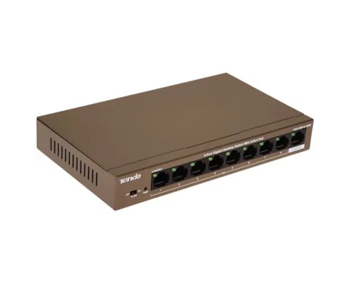 [Сетевое оборудование] TENDA TEG1109P-8-102W Коммутатор настольный 9-Ports 10/100/1000 Base-T 8-Ports PoE(PoE бюджет 92W)