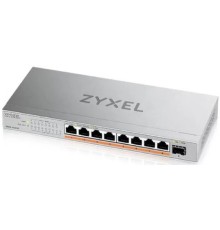 Коммутатор/ Мультигигабитный PoE++ коммутатор Zyxel XMG-108HP, 8xRJ-45: 1/2.5G PoE++, 1xSFP+, настольный, бесшумный, бюджет PoE 100 Вт