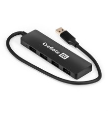 Exegate EX296928RUS USB-Хаб (концентратор) 4-в-1 ExeGate DUB-4P/3 (кабель-адаптер USB3.0 --> 4xUSB3.0, Plug&Play, черный)