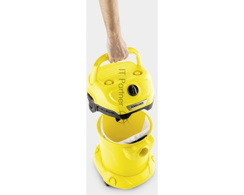 Строительный пылесос Karcher WD 2 Plus V-12/4/18 1000Вт (уборка: сухая/сбор воды) желтый