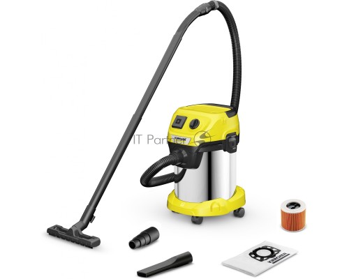 Строительный пылесос Karcher WD 3 P S V-17/4/20 1000Вт (уборка: сухая/сбор воды) желтый