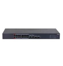 DAHUA DH-CS4218-16ET-190 16-портовый PoE коммутатор L2 управляемый 16xRJ45 100Mb PoE, 2хКомбо SFP/RJ45 1Gb uplink, суммарно 190Вт, коммутация 7.2 Гбит/с, MAC-таблица 8К