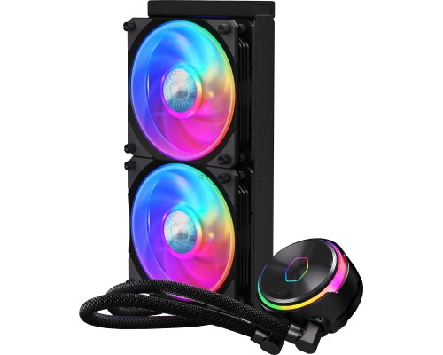 Водяное охлаждение Cooler Master MasterLiquid PL240 Flux (240W, 240mm, ARGB, fans:2x120mm/72.37CFM/32dBa/2300rpm, 2066/2011-v3/2011/1700/1200/1156/1155/1151-v2/1151-v1/1150/775/sWRX8/SP3/TR4/AM4/AM3+/AM3/AM2+/AM2/FM2+/FM2/FM1) Водяное охлаждение Cooler Master MasterLiquid PL240 Flux (240W, 240mm, ARGB, fans:2x120mm/72.37CFM/32dBa/2300rpm, 2066/2011-v3/2011/1700/1200/1156/1155/1151-v2/1151-v1/1150/775/sWRX8/SP3/TR4/AM4/AM3+/AM3/AM2+/AM2/FM2+/FM2/FM1)