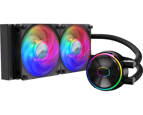 Водяное охлаждение Cooler Master MasterLiquid PL240 Flux (240W, 240mm, ARGB, fans:2x120mm/72.37CFM/32dBa/2300rpm, 2066/2011-v3/2011/1700/1200/1156/1155/1151-v2/1151-v1/1150/775/sWRX8/SP3/TR4/AM4/AM3+/AM3/AM2+/AM2/FM2+/FM2/FM1) Водяное охлаждение Cooler Master MasterLiquid PL240 Flux (240W, 240mm, ARGB, fans:2x120mm/72.37CFM/32dBa/2300rpm, 2066/2011-v3/2011/1700/1200/1156/1155/1151-v2/1151-v1/1150/775/sWRX8/SP3/TR4/AM4/AM3+/AM3/AM2+/AM2/FM2+/FM2/FM1)