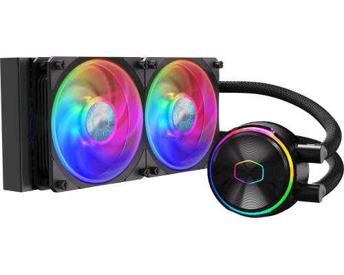 Водяное охлаждение Cooler Master MasterLiquid PL240 Flux (240W, 240mm, ARGB, fans:2x120mm/72.37CFM/32dBa/2300rpm, 2066/2011-v3/2011/1700/1200/1156/1155/1151-v2/1151-v1/1150/775/sWRX8/SP3/TR4/AM4/AM3+/AM3/AM2+/AM2/FM2+/FM2/FM1) Водяное охлаждение Cooler Master MasterLiquid PL240 Flux (240W, 240mm, ARGB, fans:2x120mm/72.37CFM/32dBa/2300rpm, 2066/2011-v3/2011/1700/1200/1156/1155/1151-v2/1151-v1/1150/775/sWRX8/SP3/TR4/AM4/AM3+/AM3/AM2+/AM2/FM2+/FM2/FM1)
