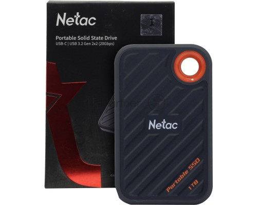 Накопитель SSD External Netac 1.0Tb ZX20 <NT01ZX20-001T-32BL> (USB3.2 Gen2 x2 Type C, up to 2000/1800MBs, 71.5x43.5x8mm, Plastic) Black