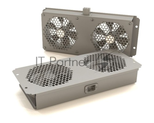Вентиляторный модуль Hyperline TFAB-T2FR, без кабеля питания, 220V, 130,5х298х41,8 мм (ВхШхГ), вентиляторов: 2, поток: 100 м3/ч, для шкафов, цвет: сер