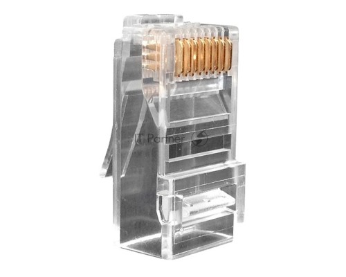 Коннектор Hyperline, RJ45(8p8c), кат. 6, неэкр., для одножильного и многожильного кабеля, 100 шт, цвет: прозрачный