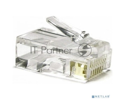 Коннектор Hyperline, RJ45(8p8c), кат. 6, неэкр., для одножильного и многожильного кабеля, 100 шт, цвет: прозрачный