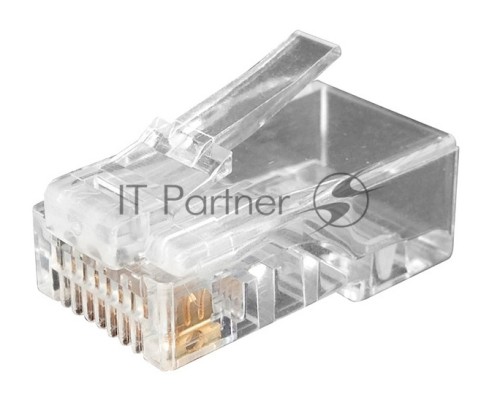 Коннектор Hyperline, RJ45(8p8c), кат. 6, неэкр., для одножильного и многожильного кабеля, 100 шт, цвет: прозрачный