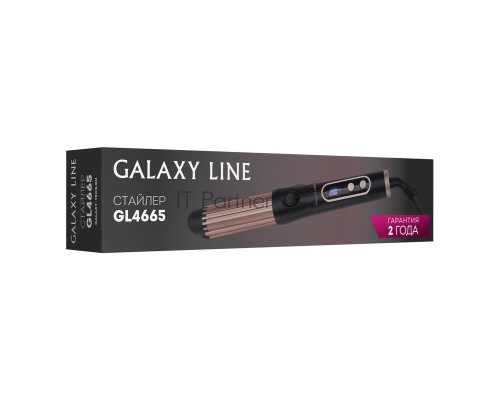 Стайлер Galaxy Line GL 4665, черный, 30-50 Вт, регул. темп. (120-200°C), авт. блок. темп., светодио. дисп., нагреват. элем. с защ. от перег., плав. пласт. с керам. покр., раб. поверх. диам. 36 мм, функ. 