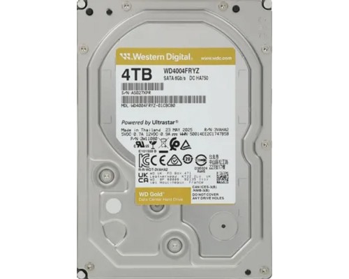 [Жесткий диск] 4TB WD Gold  (WD4004FRYZ) {SATA III 6 Gb/s, 7200 rpm, 256Mb buffer}