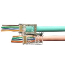Разъем легкой оконцовки Hyperline PLEZ-8P8C-U-C6 RJ-45 (8P8C) под витую пару, категория 6 (50 µ