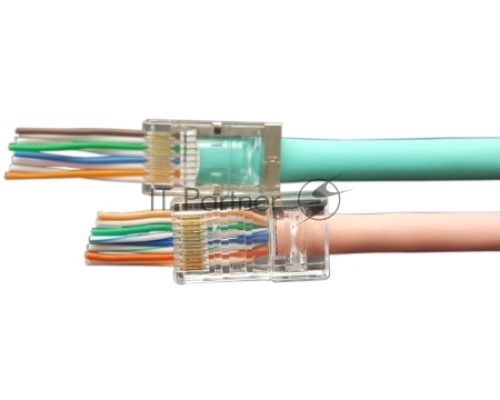 Разъем легкой оконцовки Hyperline PLEZ-8P8C-U-C6 RJ-45 (8P8C) под витую пару, категория 6 (50 µ