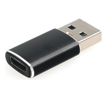 Переходник USB3.1 Cablexpert AM/Type-C(F), 5Гбит/с, QC3.0, метал.корпус, Pro, черный, (A-USB3.1-AMCF)