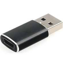 Переходник USB3.1 Cablexpert AM/Type-C(F), 5Гбит/с, QC3.0, метал.корпус, Pro, черный, (A-USB3.1-AMCF)