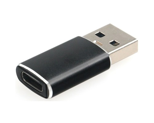 [переходник] Переходник USB3.1 Cablexpert AM/Type-C(F), 5Гбит/с, QC3.0, метал.корпус, Pro, черный, (A-USB3.1-AMCF)