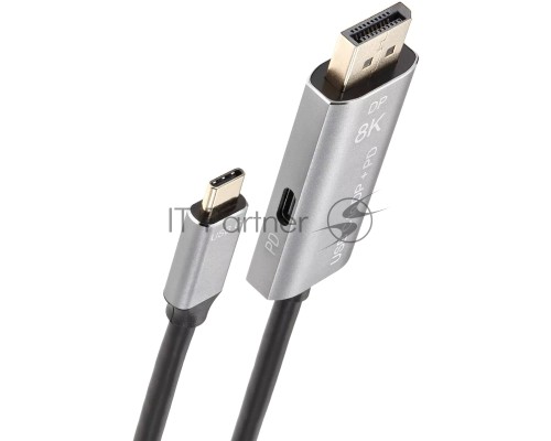 Кабель-адаптер USB Type-Cm --> DP1.4v (m) 8K@60Hz, PD 100W,1.8m , Alum Shell,VCOM <CU480MCPD-1.8M>