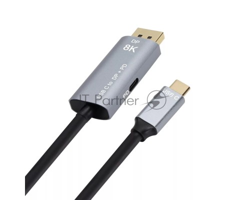 Кабель-адаптер USB Type-Cm --> DP1.4v (m) 8K@60Hz, PD 100W,1.8m , Alum Shell,VCOM <CU480MCPD-1.8M>
