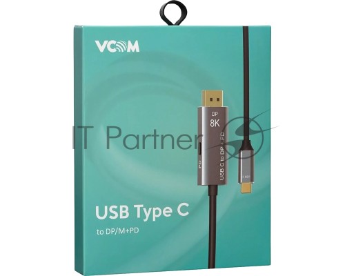 Кабель-адаптер USB Type-Cm --> DP1.4v (m) 8K@60Hz, PD 100W,1.8m , Alum Shell,VCOM <CU480MCPD-1.8M>