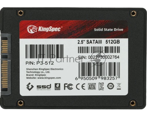 Накопитель SSD Kingspec 512Gb SATA III P3-512 2.5