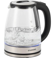 Чайник электрический Starwind SKG4777 1.8л. 2000Вт черный/прозрачный (корпус: стекло)