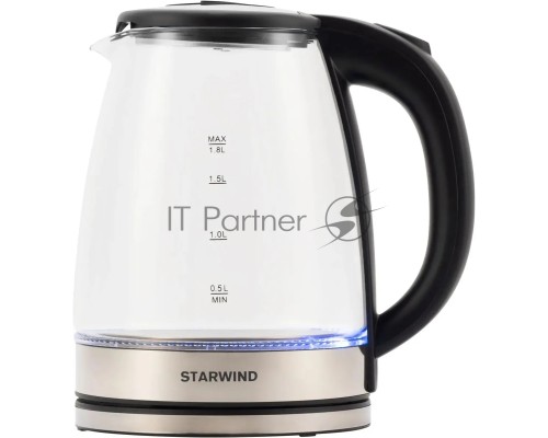 Чайник электрический Starwind SKG4777 1.8л. 2000Вт черный/прозрачный (корпус: стекло)