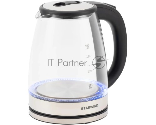 Чайник электрический Starwind SKG4777 1.8л. 2000Вт черный/прозрачный (корпус: стекло)