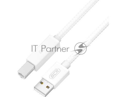 Кабель GCR Premium 0.5m USB 2.0, AM/BM, белый нейлон 28/24 AWG, экран, армированный, морозостойкий Кабель GCR Premium 0.5m USB 2.0, AM/BM, белый нейлон 28/24 AWG, экран, армированный, морозостойкий
