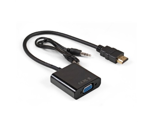 [Переходник] Exegate EX297588RUS Кабель-переходник HDMI-VGA ExeGate EX-HDMIM-VGAF-3.5JackS-0.3 (19M/15F, 0,3м + аудио 3.5mm Jack M 0,5м) Преобразователь цифрового HDMI сигнала в VGA видео и стерео-аудио
