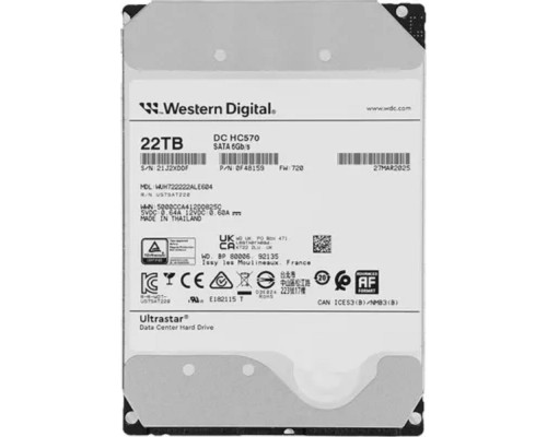 [Жесткий диск] 22Tb WD Ultrastar DC HC570 7200 6Gb/s 512Mb WUH722222ALE604  SATA3