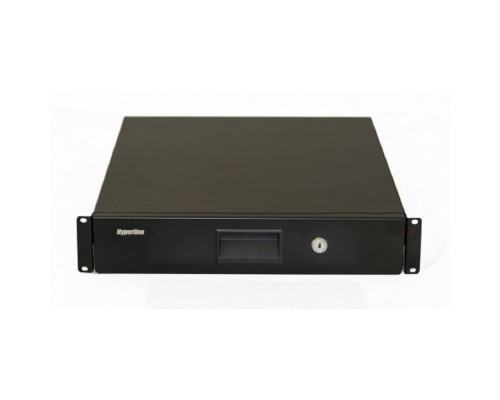 [Монтажное оборудование] Полка Hyperline TDR3-2U-360-RAL9004 Полка (ящик) для документов с замком, 2U, 88х483х360мм (ВхШхГ), цвет черный (RAL9004)