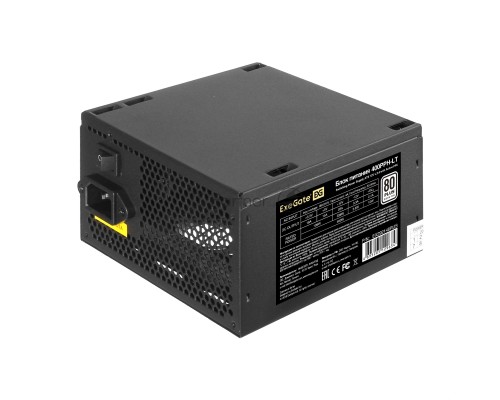 Блок питания 400W ExeGate 80 PLUS® 400PPH-LT (ATX, APFC, КПД 82% (80 PLUS), 12cm fan, 24pin, (4+4)pin, PCIe, 5xSATA, 3xIDE, black, Color Box)