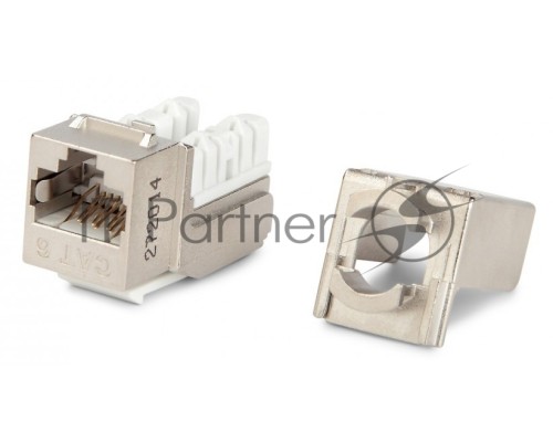 Вставка Keystone Jack RJ-45(8P8C) Hyperline KJNE-8P8C-C6-90-SH-F-WH, категория 6, экранированная, 110 IDC, заделка с помощью NE-TOOL, белая