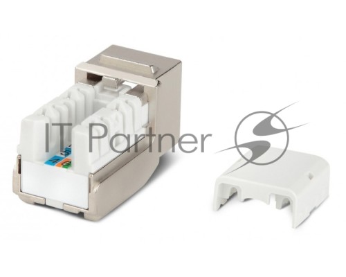 Вставка Keystone Jack RJ-45(8P8C) Hyperline KJNE-8P8C-C6-90-SH-F-WH, категория 6, экранированная, 110 IDC, заделка с помощью NE-TOOL, белая