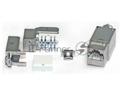 Вставка Keystone Jack RJ-45(8P8C) Hyperline KJNE-8P8C-C6-90-SH-F-WH, категория 6, экранированная, 110 IDC, заделка с помощью NE-TOOL, белая