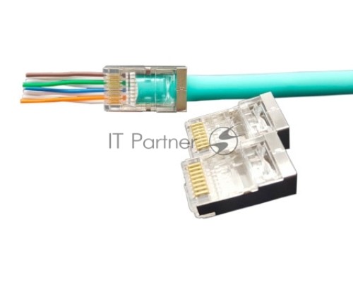 Разъем легкой оконцовки RJ-45 (8P8C) Hyperline PLEZ-8P8C-U-C5-SH-100 под витую пару, категория 5e (50 µ