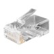 Разъем RJ-45(8P8C) Hyperline PLUG-8P8C-UV-C6-100 под витую пару, категория 6 (50 µ''/ 50 микродюймов), универсальный (для одножильного и многожильного кабеля), со вставкой (100 шт)